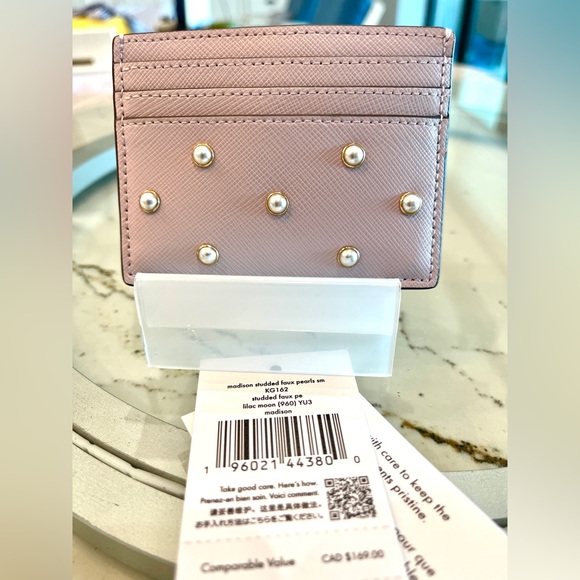 kate spade Gorgeous 2 sided, top pocket faux pearl Card holder Madison NWT - Picture 11 of 13